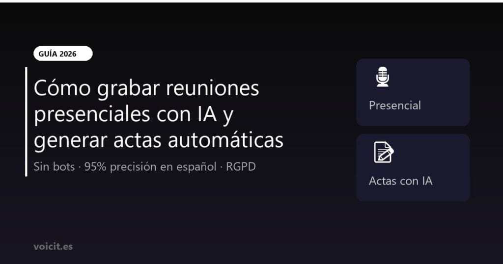 Cómo grabar reuniones presenciales con IA y generar actas automáticas - Guía 2026
