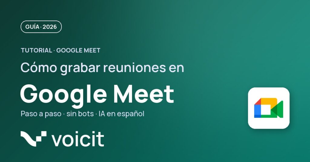 How to record a meeting in Google Meet 2026 — Voicit guide with official multicolored logo